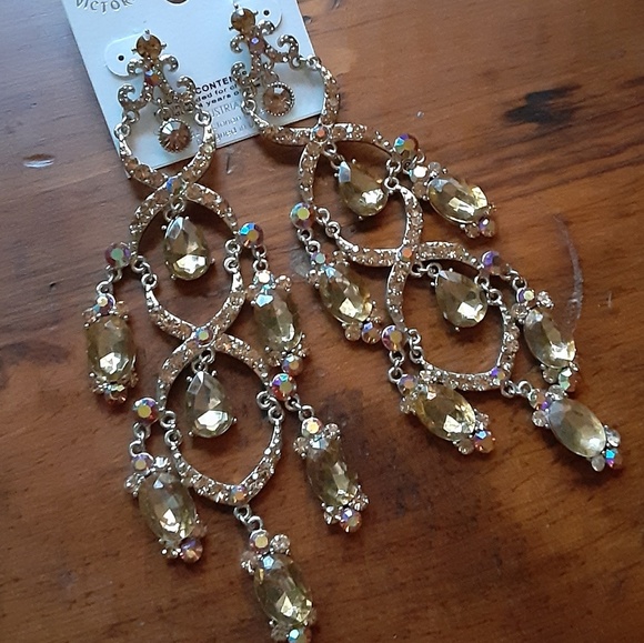 victorian Jewelry - Australian Crystal Statement Chandelier Earrings